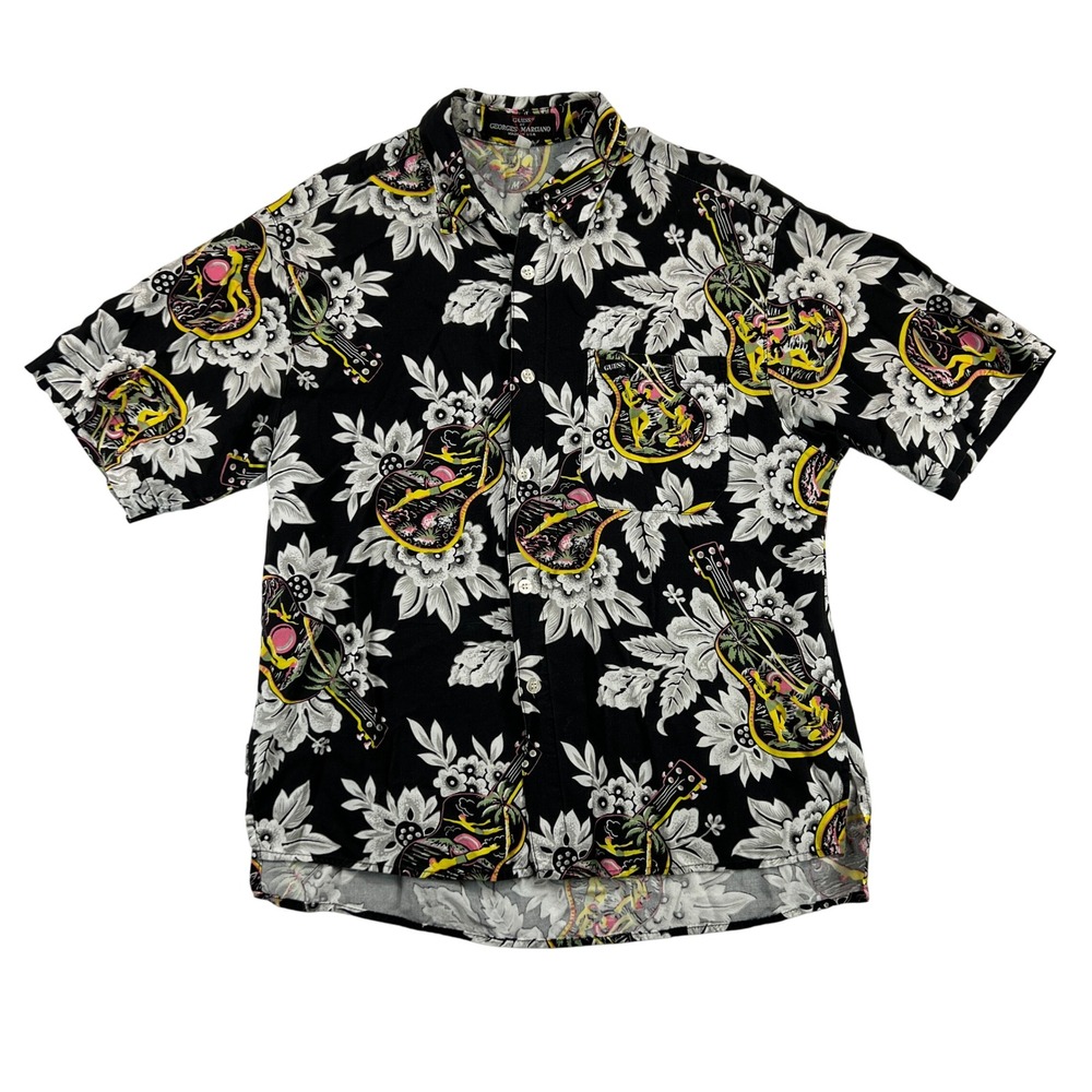 VTG 80s Guess Georges Marciano Hawaiian Shirt Mens‎ Small - Womens Large Ukelele
